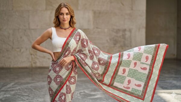 Block Print Cotton Saree