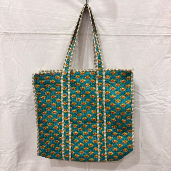 Jaipuri Print Cotton Quilted Tote Bag With Zip