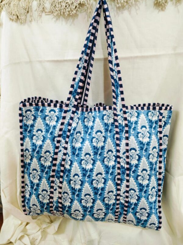Jaipuri Print Cotton Quilted Tote Bag