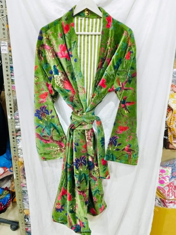 Jaipuri Print Cotton Velvet Robe