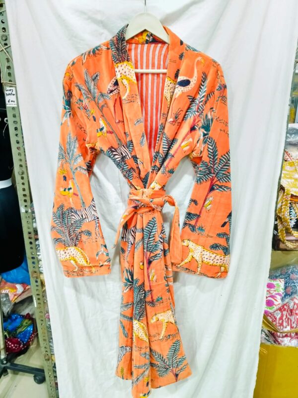 Jaipuri Print Cotton Velvet Robe