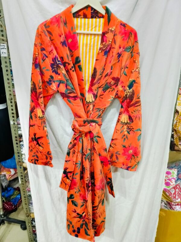 Jaipuri Print Cotton Velvet Robe