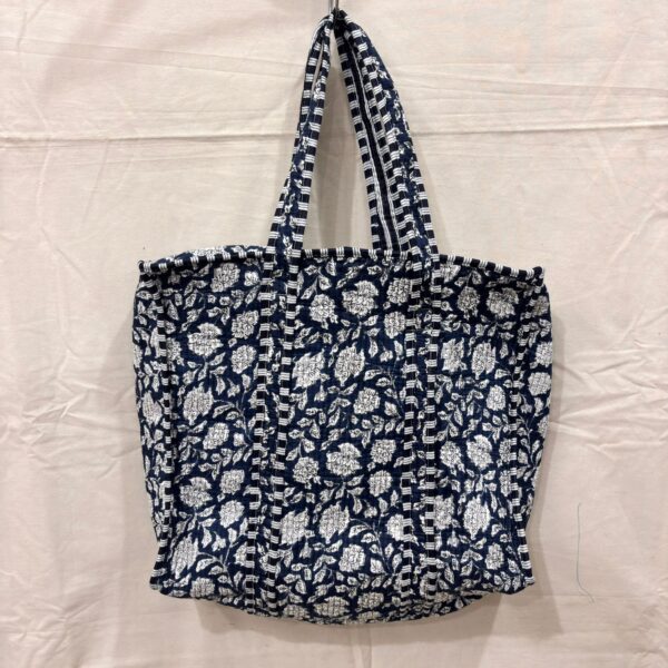 Jaipuri Print Cotton Quilted Tote Bag With Zip