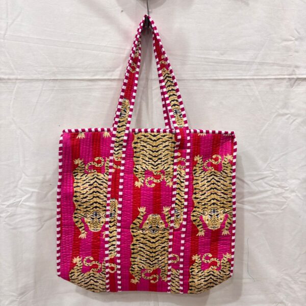 Jaipuri Print Cotton Quilted Tote Bag With Zip