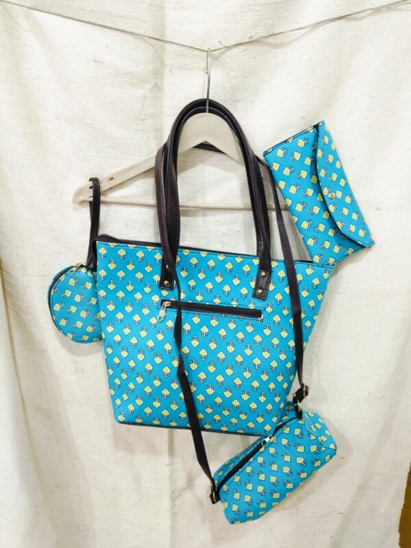 Jaipuri Printed Cotton 4pes Bag Set