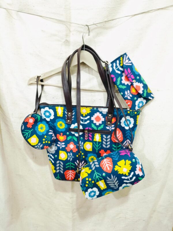 Jaipuri Printed Cotton 4pes Bag Set