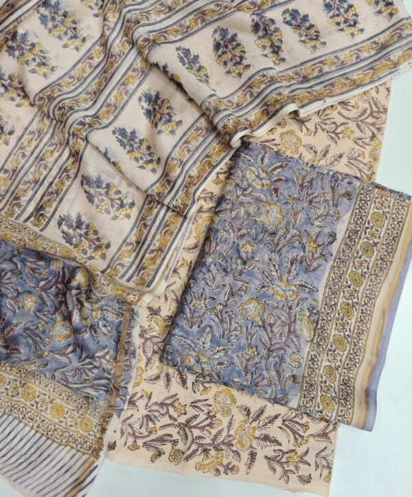 Hand Block Print Chanderi Silk Suit