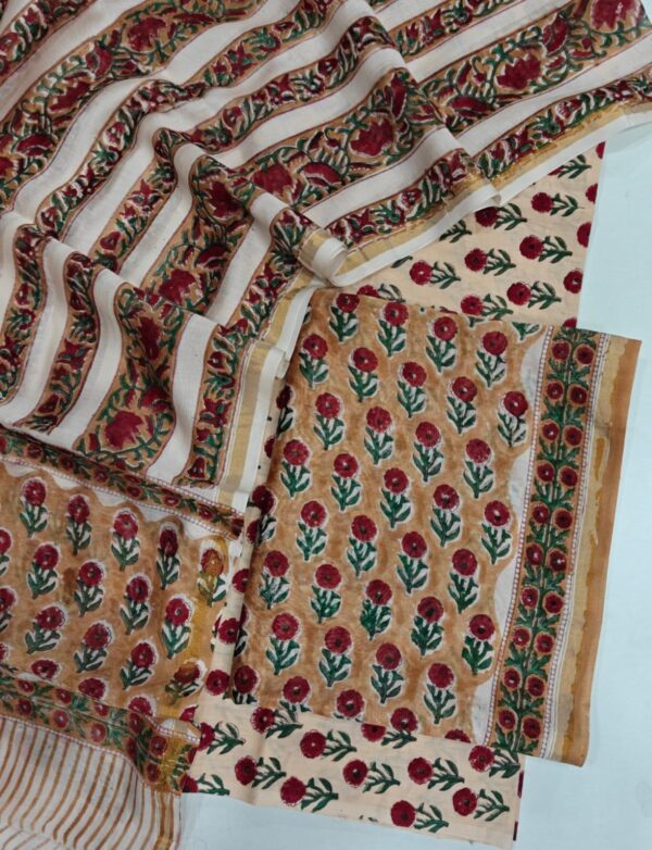 Hand Block Print Chanderi Silk Suit