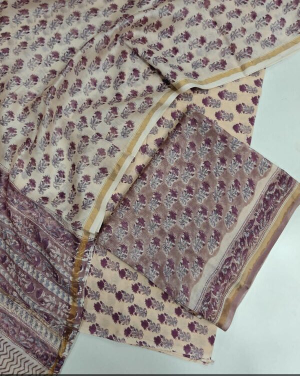 Hand Block Print Chanderi Silk Suit