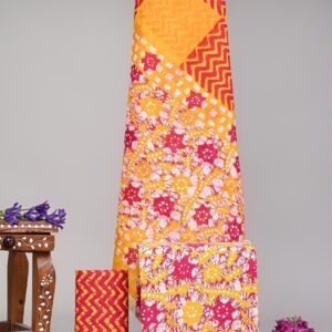 Jaipuri Print Cotton Suit With Cotton Dupatta