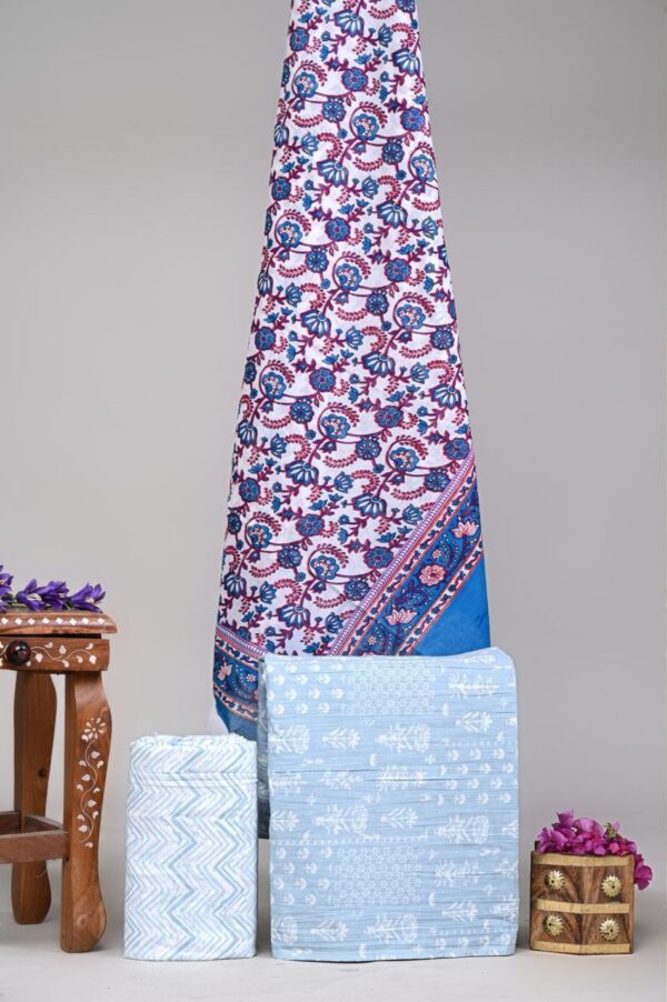 Jaipuri Print Cotton Suit With Cotton Dupatta