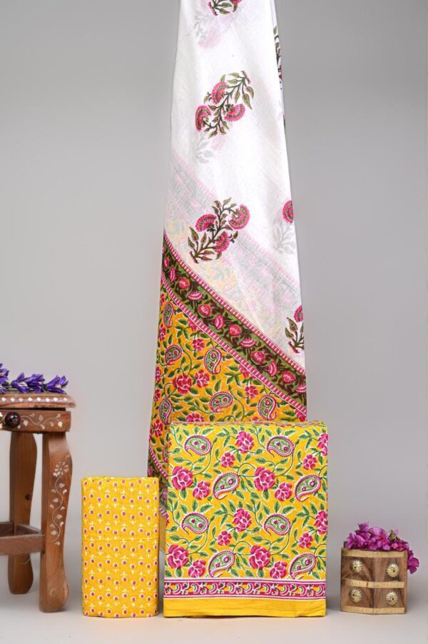 Jaipuri Print Cotton Suit With Cotton Dupatta