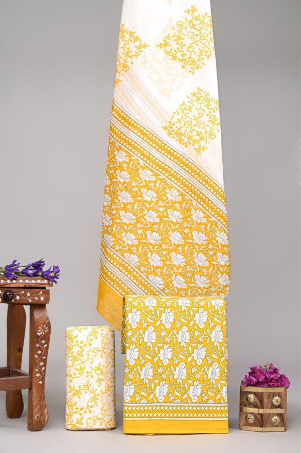 Jaipuri Print Cotton Suit With Cotton Dupatta
