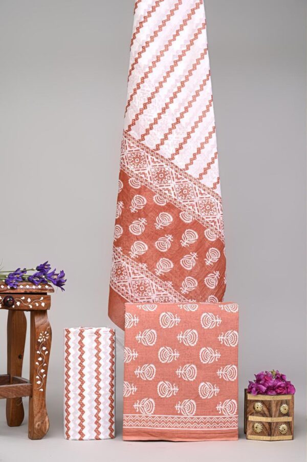 Jaipuri Print Cotton Suit With Cotton Dupatta