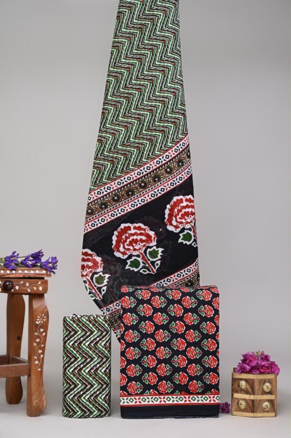 Jaipuri Print Cotton Suit With Cotton Dupatta