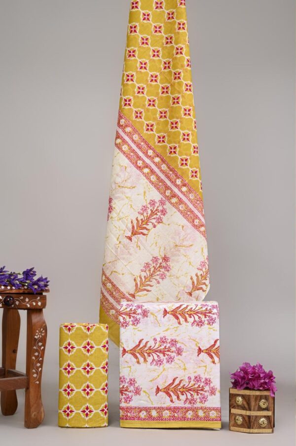 Jaipuri Print Cotton Suit With Cotton Dupatta