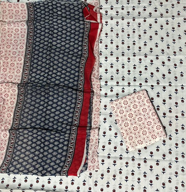 Jaipuri Print Cotton Suit With Cotton Dupatta