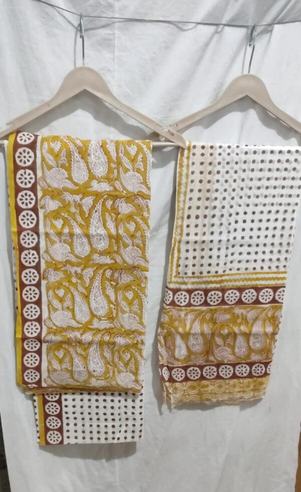 Block Print Cotton Suit With Cotton Dupatta