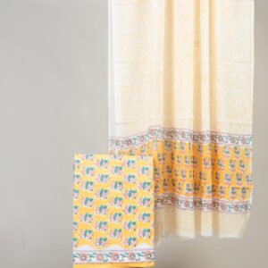 Block Print Cotton Suit With Cotton Dupatta