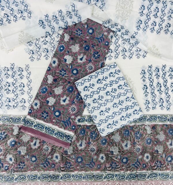 Block Print Cotton Suit With Cotton Dupatta