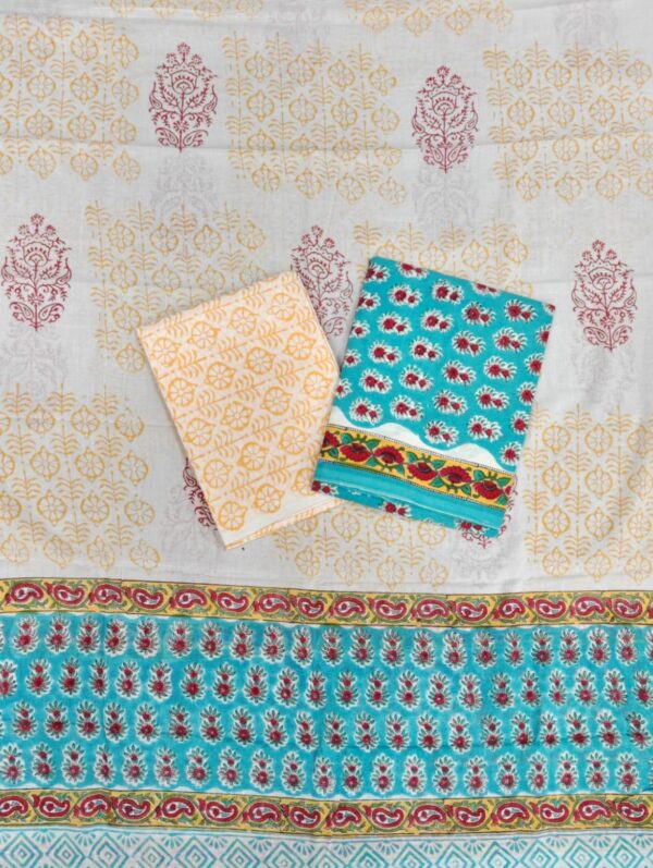 Block Print Cotton Suit With Cotton Dupatta