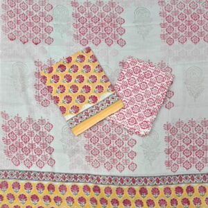 Block Print Cotton Suit With Cotton Dupatta