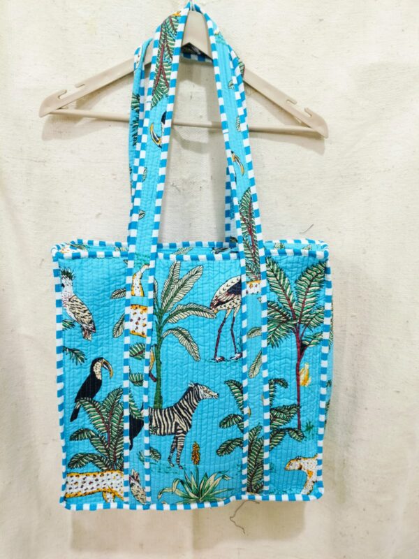Jaipuri Print Cotton Quilted Tote Bag With Zip
