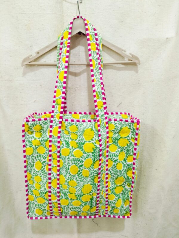 Jaipuri Print Cotton Quilted Tote Bag With Zip