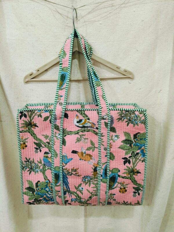 Jaipuri Print Cotton Quilted Tote Bag With Zip