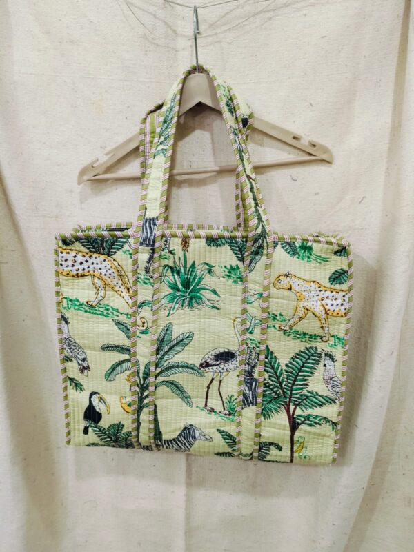 Jaipuri Print Cotton Quilted Tote Bag With Zip