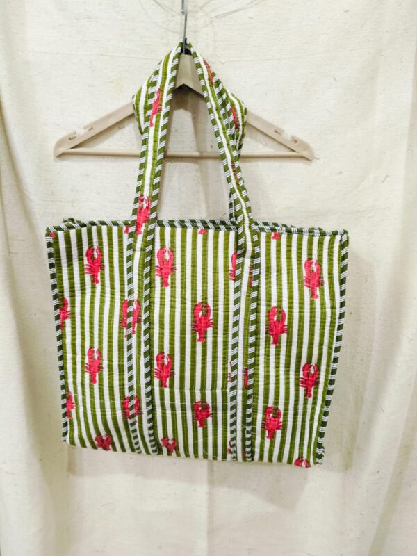 Jaipuri Print Cotton Quilted Tote Bag With Zip