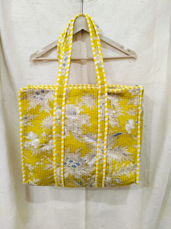 Jaipuri Print Cotton Quilted Tote Bag With Zip