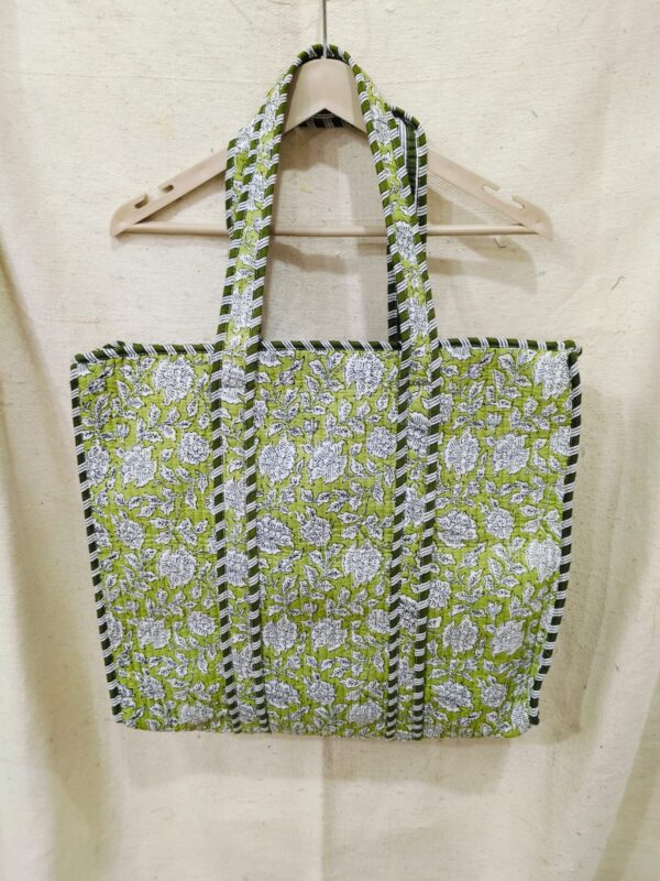 Jaipuri Print Cotton Quilted Tote Bag With Zip