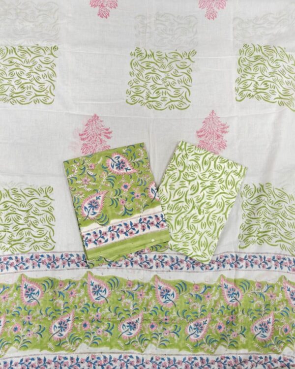 Block Print Cotton Suit With Cotton Dupatta