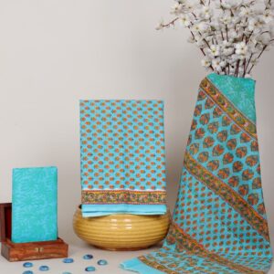 Block Print Cotton Suit With Cotton Dupatta