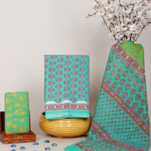 Block Print Cotton Suit With Cotton Dupatta