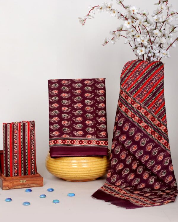 Block Print Cotton Suit With Cotton Dupatta
