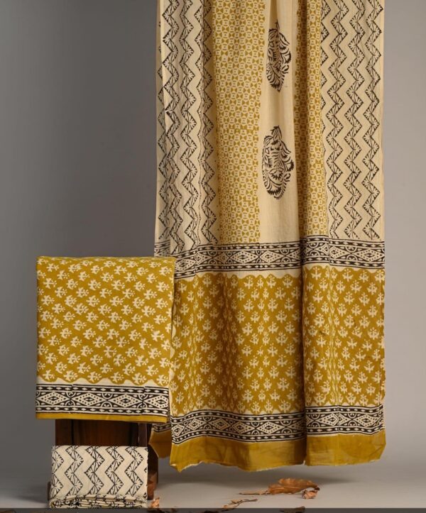 Block Print Cotton Suit With Cotton Dupatta