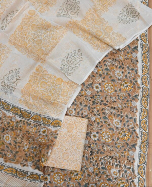 Block Print Cotton Suit With Cotton Dupatta