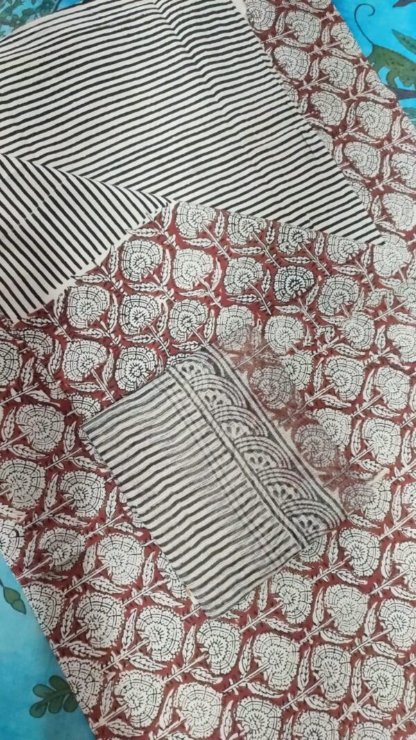 Block Print Cotton Suit With kota Doriya Dupatta