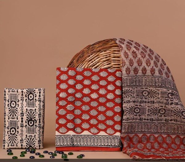 Block Print Cotton Suit With kota Doriya Dupatta