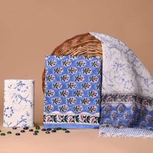 Block Print Cotton Suit With kota Doriya Dupatta