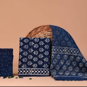 Block Print Cotton Suit With kota Doriya Dupatta