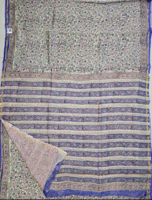Hand Block Print Chandri Silk Saree