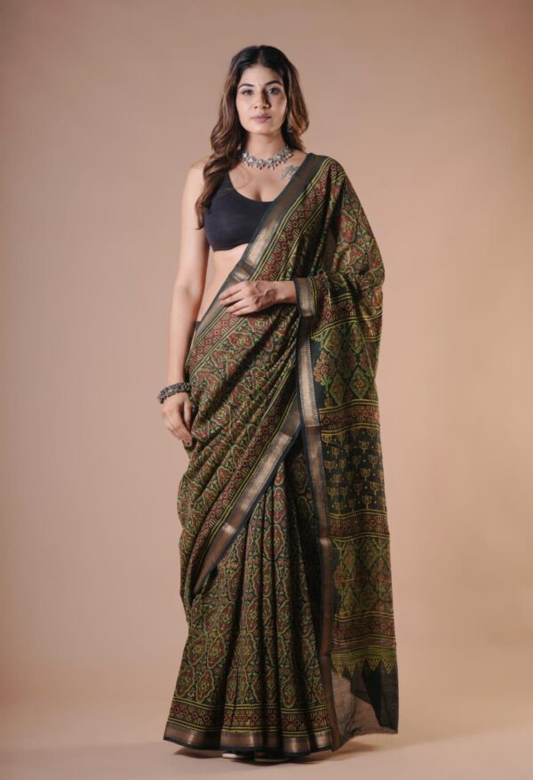 Hand Block Maheshwari Silk Saree