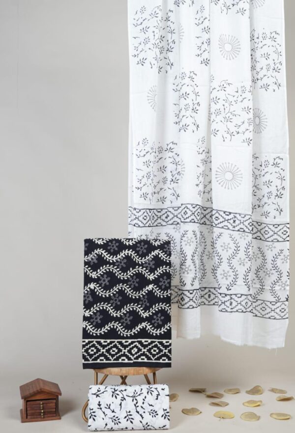 Block Print Cotton Suit With Cotton Dupatta