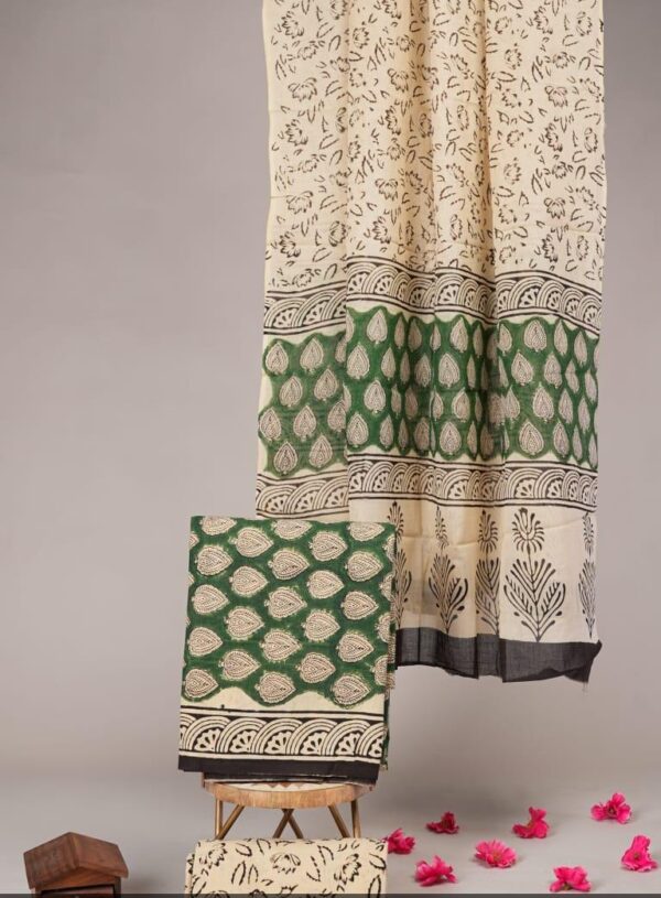 Block Print Cotton Suit With Cotton Dupatta
