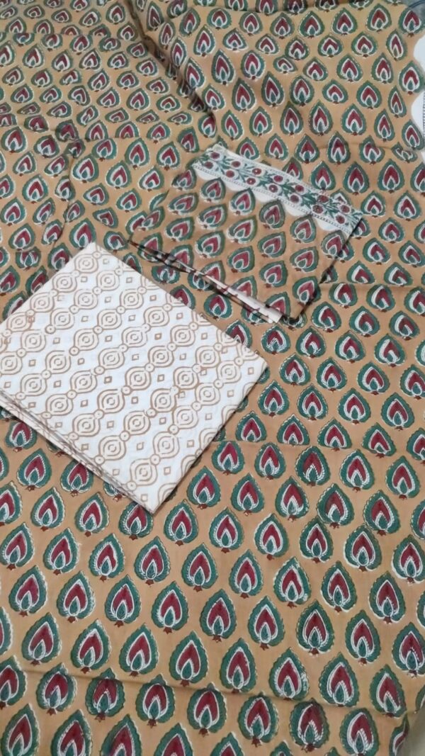 Block Print Cotton Suit With Cotton Dupatta