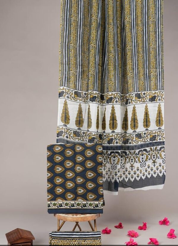 Jaipuri Print Cotton Suit With Cotton Dupatta