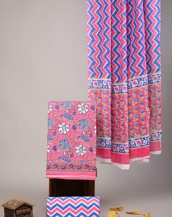 Jaipuri Print Cotton Suit With Cotton Dupatta